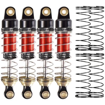 52mm Shock Absorber Oil Threaded Spring Damper Front/Rear for 1/18 TRX4RC Crawler Car Upgrades Parts(Red Spare Springs)