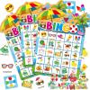 39Pcs Pool Party Bingo Game for Adults Kids 24 Players Summer Party Bingo Game Cards with Reward Stickers for Family Friend Student Large Group Activities Hawaiian Tropical Beach Parties Supply Favors view 1