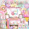 168pcs Sweet One Birthday Party Decorations, 1st Birthday Decorations Girl for Dount First Birth day Ice Cream Party Decorations, Balloons Arch, Backdrop, Photo Banner, Candy Balloons for all Needs view 1