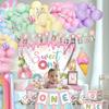 168pcs Sweet One Birthday Party Decorations, 1st Birthday Decorations Girl for Dount First Birth day Ice Cream Party Decorations, Balloons Arch, Backdrop, Photo Banner, Candy Balloons for all Needs view 2