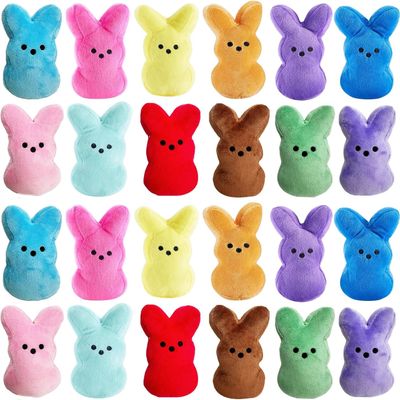 24PCS Easter Stuffed Bunny Plush Toys,Easter Bunny Bulk Stuffed Animals Plushie,Easter Basket Stuffers Egg Fillers