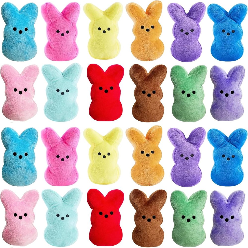 24PCS Easter Stuffed Bunny Plush Toys,Easter Bunny Bulk Stuffed Animals Plushie,Easter Basket Stuffers Egg Fillers