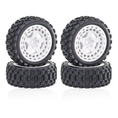4pcs 69mm Rubber Tire Tyre for ARR-ma 1/18 for Typhon GROM 2S RC Car Upgrade Parts Accessories(White)