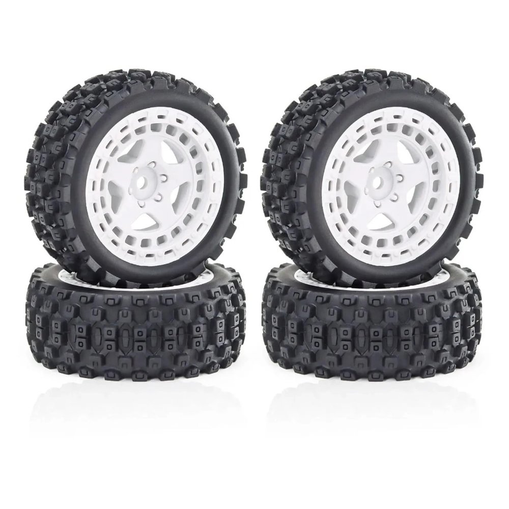 4pcs 69mm Rubber Tire Tyre for ARR-ma 1/18 for Typhon GROM 2S RC Car Upgrade Parts Accessories(White)