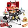 Kids Play Kitchen Toys, Kids BBQ Grill Playset2-Tier Barbecue Toy with Wheels, Smoke Sound Light, Outdoor Play Food Toys Cooking Set, Birthday Gift for Toddlers 3-5 view 1
