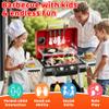 Kids Play Kitchen Toys, Kids BBQ Grill Playset2-Tier Barbecue Toy with Wheels, Smoke Sound Light, Outdoor Play Food Toys Cooking Set, Birthday Gift for Toddlers 3-5 view 3