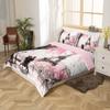 jejeloiu Kids Pink Couple Lover Bedding Set Toddler Size Mr Mrs Duvet Cover for Boys Girls Teens Bedroom Decor Eiffel Tower Cherry Blossoms Romantic Paris Comforter Cover Soft 2Pcs,No Comforter view 2
