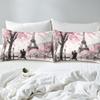 jejeloiu Kids Pink Couple Lover Bedding Set Toddler Size Mr Mrs Duvet Cover for Boys Girls Teens Bedroom Decor Eiffel Tower Cherry Blossoms Romantic Paris Comforter Cover Soft 2Pcs,No Comforter view 4