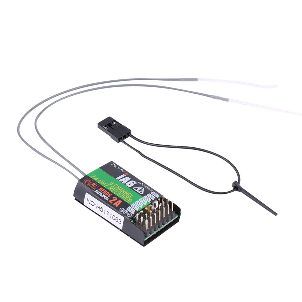 equlup RC Receiver, 4x2x1.3cm 2.4Ghz GFSK 6CH Remote Control 6 Channels Receiver with 15cm/5.9in Antenna for FlyskyFSIA6 FSI6 RC Car Boat