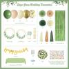226 Pcs Sage Green Birthday Party Decorations for Women Girls, Tableware for 24 Guests Happy Birthday Banner Retro Olive Green Gold Balloon Fringe Curtain Tablecloth Greenery Wild Neutral Dcor view 2