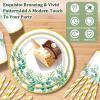 226 Pcs Sage Green Birthday Party Decorations for Women Girls, Tableware for 24 Guests Happy Birthday Banner Retro Olive Green Gold Balloon Fringe Curtain Tablecloth Greenery Wild Neutral Dcor view 3