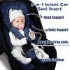 2 in 1 Infant Car Seat Insert Head and Body Support Set, Reversible Newborn Insert for Carseat with 3 Extra Strap Paddings, Soft Stroller Cushion Pillow Insert Girls, Fits for Stroller, Swing, Blue view 3