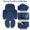 2 in 1 Infant Car Seat Insert Head and Body Support Set, Reversible Newborn Insert for Carseat with 3 Extra Strap Paddings, Soft Stroller Cushion Pillow Insert Girls, Fits for Stroller, Swing, Blue view 4