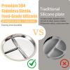 MISSLILI Stainless Steel Baby Plate and Bowls with Suction, Divided Kids Baby Plate and Toddler Bowl with Removable Silicone Suction, Non-Slip Baby Feeding Set Dishwasher Safe4 Packs view 4