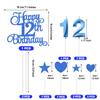 12th Birthday Cake Decoration, 12th Number Candle Happy Birthday Glitter Cake Decoration Card Anniversary Holiday Cake Decoration Insert Card view 2