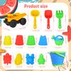 Beach Toys, 14Pcs Sand Toys with Construction Vehicle and Collapsible Beach Bucket, Animal Sand Mold Sets, Watering Can,Shovel Set with Mesh Bag,Summer Outdoor Play Travel Sandbox Gift for Boys Girls view 2