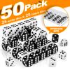 50 Pieces White Black Dice Set (16mm 6-Sided) - 25 White Dice and 25 Black Dice with Bold Pips for Board Games, Math Learning, Educational Activities, Family Game Nights view 2