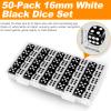 50 Pieces White Black Dice Set (16mm 6-Sided) - 25 White Dice and 25 Black Dice with Bold Pips for Board Games, Math Learning, Educational Activities, Family Game Nights view 3