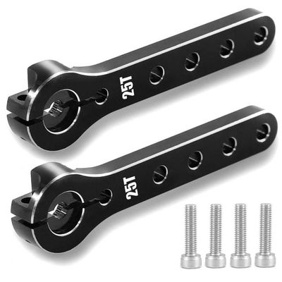 MIVHQYBU 2 Pack 25 Tooth 56mm Metal Servo Arm Extension for RC Cars Airplanes and Helicopters Compatible with 100CC Balsa Models(Black 2pc)