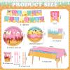 146pcs Ice Cream Party Supplies Set,Lncludesice Cups, Banners, Forks, Straws ,Tablecloths, Plates and Napkins ,for 24Guests,Summer Birthday Tableware, Disposable Dinnerware Kit view 2