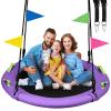 48 inch Tree Swing, Larger Saucer Flying Swing for Whole Family, 900lbs Weight Capacity, with Adjustable Hanging Straps, for Outdoor Playground, Purple view 1