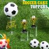 VioraWhite Large Soccer Ball Cake Toppers 8pcs Include 5 Balls of Different Sizes 2 Trophies and 1 Happy Birthday Sign for Cake Decoration Sport Theme Party Ceremony view 3