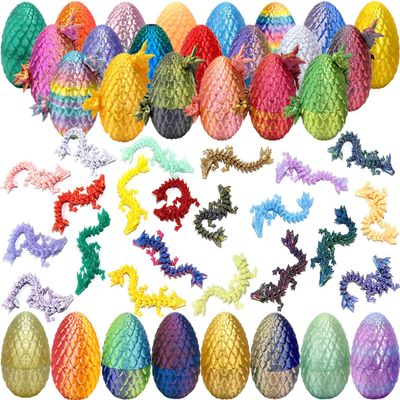 8 Pcs Random 3D Printed Dragon Eggs with Dragon Inside,Mystery Easter Egg Set Articulated Fidget,Home Office Decor Executive Desk Gifts