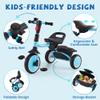 JooKiddie Toddler Tricycle, Kids Tricycle with Bell, Foldable Kids Trike for Age 18 Months to 5 Years, Baby Trike with Adjustable Seat, Gift for Boys and Girls, Blue view 3