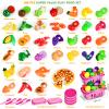 100 Pcs Play Food Set for Kids Kitchen, Pretend Food Toy for Toddlers, Play Kitchen Toys Accessories with 2 Baskets, Cutting Fake Food/Fruit/Vegetable, Christmas Birthday Gifts for Boys and Girls view 2