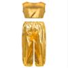 ACSUSS Kids Boys Girls Metallic Crop Tank Top with Sparkly Harem Pants Shiny Jazz Hip Hop Dance Performance Outfit Gold 15-16 Years view 4