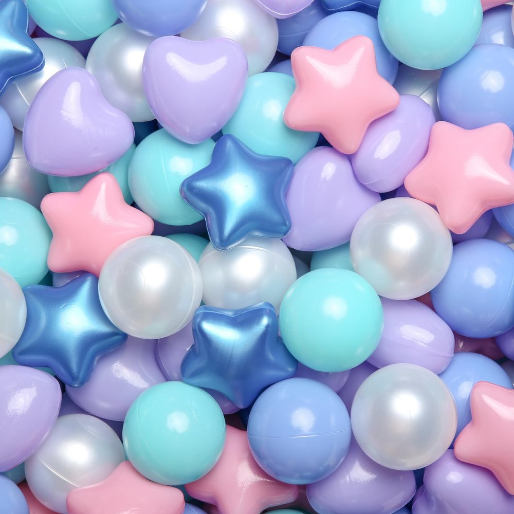 Realhaha Star Ball Pits Balls Shapes for Toddlers,100pcs Plastic Star Balls for Babies Play Balls for Pool, Slide,Playpen Gift for Boys Girls, Pink Blue Green Purple White