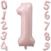 Pink 1 Balloons, 40 Inch Dusty Retro Light Pink Helium Foil Number 1 Balloon Girls, Self Inflating 1st Birthday Balloon One for Boho Anniversary Baby Shower Coquette First Birthday Party Decorations view 1