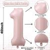 Pink 1 Balloons, 40 Inch Dusty Retro Light Pink Helium Foil Number 1 Balloon Girls, Self Inflating 1st Birthday Balloon One for Boho Anniversary Baby Shower Coquette First Birthday Party Decorations view 2