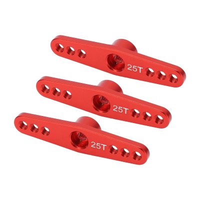 Bnineteenteam 3Pcs 25T Aluminum RC Servo Arm Horn, 1/10 Model Car Upgrade Part, Replacement Parts for RC Cars (Red)
