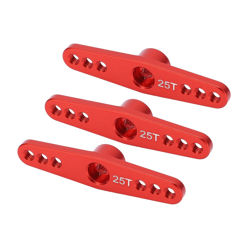 Bnineteenteam 3Pcs 25T Aluminum RC Servo Arm Horn, 1/10 Model Car Upgrade Part, Replacement Parts for RC Cars (Red)