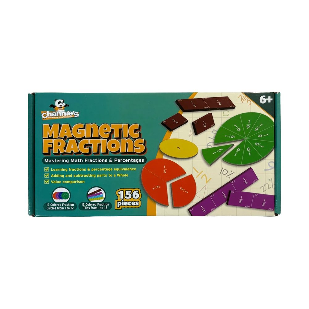 Channies Magnetic Fraction Tiles Set, 156-Piece Hands-On Math Learning Tool for Kids, Visual Fraction Manipulatives for Whiteboards & Magnetic Surfaces, Homeschool & Classroom Educational Supplies