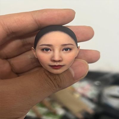 1/12 Scale Female Head Sculpt, Painted Pale Wheat Skin Head Carved Accessories for 6inch Action Figure Body, 1/12 Scale Makeup Female Head Sculpt Accessory - Finished Bald Head Only (Design D)