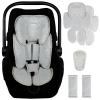 2 in 1 Infant Car Seat Insert Head and Body Support Set, Reversible Newborn Insert for Carseat with 3 Extra Strap Paddings, Soft Stroller Cushion Pillow Insert Girls, Fits for Stroller, Swing, Grey view 1