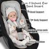 2 in 1 Infant Car Seat Insert Head and Body Support Set, Reversible Newborn Insert for Carseat with 3 Extra Strap Paddings, Soft Stroller Cushion Pillow Insert Girls, Fits for Stroller, Swing, Grey view 3