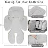 2 in 1 Infant Car Seat Insert Head and Body Support Set, Reversible Newborn Insert for Carseat with 3 Extra Strap Paddings, Soft Stroller Cushion Pillow Insert Girls, Fits for Stroller, Swing, Grey view 4