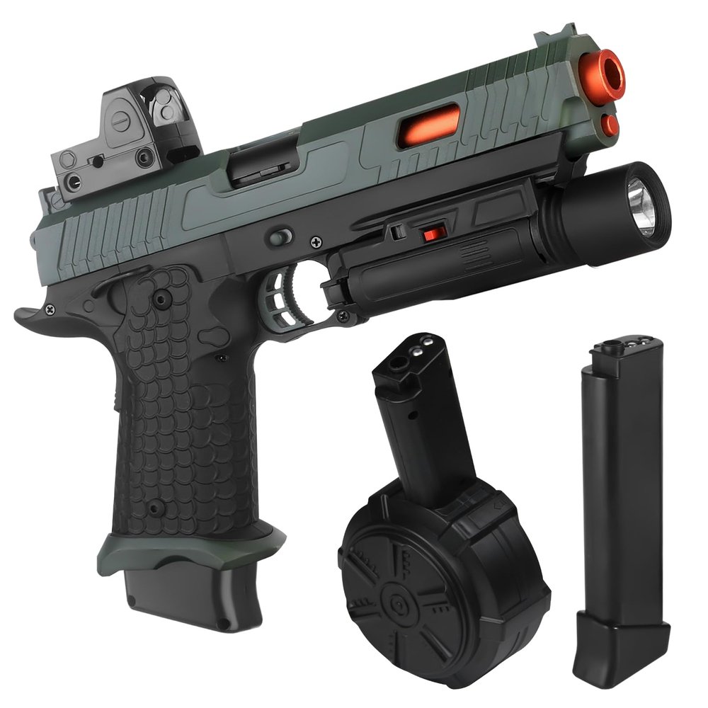Electric Gel Blaster Toys New X5, Full Auto Splat-Blaster Includes Drum and Goggles for Outdoor Team Game, X2 Upgrade Version for Ages 14+,Green