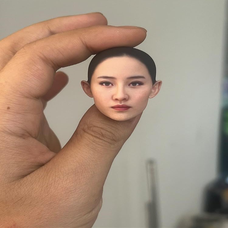 1/12 Scale Female Head Sculpt, Painted Pale Wheat Skin Head Carved Accessories for 6inch Action Figure Body, 1/12 Scale Makeup Female Head Sculpt Accessory - Finished Bald Head Only (Design C)