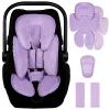 2 in 1 Infant Car Seat Insert Head and Body Support Set, Reversible Newborn Insert for Carseat with 3 Extra Strap Paddings, Soft Stroller Cushion Pillow Insert Girls, Fits for Stroller, Swing, Purple view 1