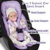 2 in 1 Infant Car Seat Insert Head and Body Support Set, Reversible Newborn Insert for Carseat with 3 Extra Strap Paddings, Soft Stroller Cushion Pillow Insert Girls, Fits for Stroller, Swing, Purple view 3