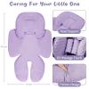 2 in 1 Infant Car Seat Insert Head and Body Support Set, Reversible Newborn Insert for Carseat with 3 Extra Strap Paddings, Soft Stroller Cushion Pillow Insert Girls, Fits for Stroller, Swing, Purple view 4
