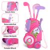 Jovizo Toddler Golf Set for Girls Boys 2 3 4 Years Old, Upgraded Kids Golf Cart with 3 Clubs & 8 Balls, Outdoor Indoor Sports Toys Birthday Gift, Pink view 2