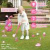 Jovizo Toddler Golf Set for Girls Boys 2 3 4 Years Old, Upgraded Kids Golf Cart with 3 Clubs & 8 Balls, Outdoor Indoor Sports Toys Birthday Gift, Pink view 4