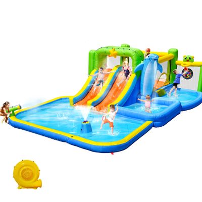 Bounce House, Inflatable Bounce Castle with Blower for Kids, Blow Up Jumping Bouncer with Slide, Climbing Wall, Obstacles, Trampoline, Ball Pit Pool for Indoor Outdoor