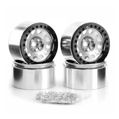 4pcs Metal 2.2" Beadlock Rim Hub Compatible with 1/10 RC Crawler Car(Silver)