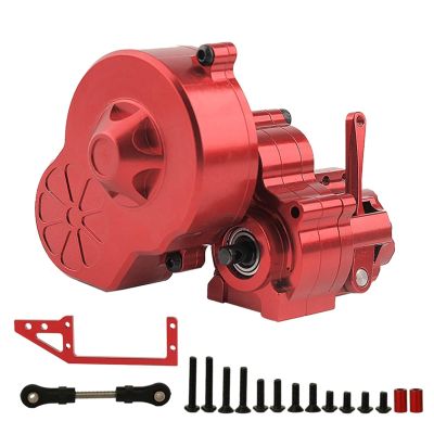 CNC Metal Transmission Cutoff Gearbox with Gear for Axial SCX10 AX10 for Wraith 1/10 RC Crawler Car Truck New Upgrade Parts(Red)
